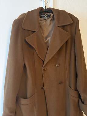 St. John Sport Coat Size M Brown Pea Coat Double Breasted Marie Gray